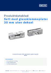 Sett med glassklemmeplater 30 mm uten deksel Produktdatablad NB