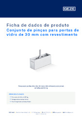 Conjunto de pinças para portas de vidro de 30 mm com revestimento Ficha de dados de produto PT