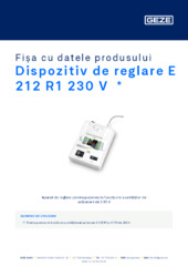 Dispozitiv de reglare E 212 R1 230 V Fișa cu datele produsului RO