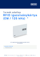 RFID igazolványkártya (EM / 125 kHz)  * Termék adatlap HU