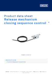 Release mechanism closing sequence control  * Product data sheet EN