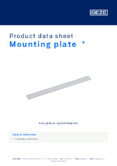 Mounting plate  * Product data sheet EN