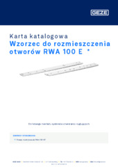 Wzorzec do rozmieszczenia otworów RWA 100 E  * Karta katalogowa PL