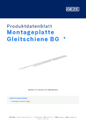Montageplatte Gleitschiene BG  * Produktdatenblatt DE