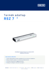 RSZ 7  * Termék adatlap HU