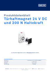 Türhaftmagnet 24 V DC und 200 N Haltekraft Produktdatenblatt DE