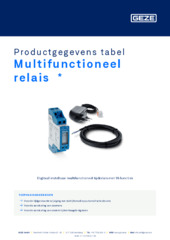 Multifunctioneel relais  * Productgegevens tabel NL