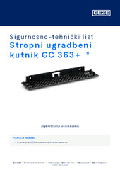 Stropni ugradbeni kutnik GC 363+  * Sigurnosno-tehnički list HR