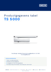 TS 5000 Productgegevens tabel NL