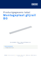 Montageplaat glijrail BG Productgegevens tabel NL