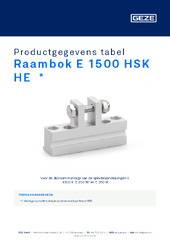 Raambok E 1500 HSK HE  * Productgegevens tabel NL
