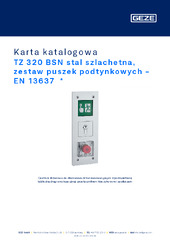 TZ 320 BSN stal szlachetna, zestaw puszek podtynkowych - EN 13637  * Karta katalogowa PL
