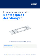 Montageplaat deurdranger Productgegevens tabel NL