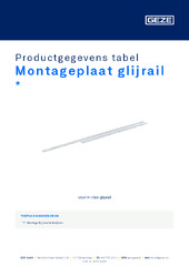 Montageplaat glijrail  * Productgegevens tabel NL