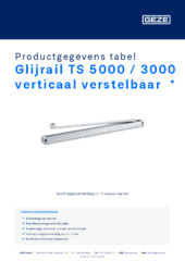 Glijrail TS 5000 / 3000 verticaal verstelbaar  * Productgegevens tabel NL