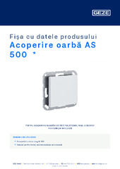 Acoperire oarbă AS 500  * Fișa cu datele produsului RO