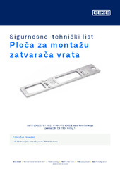 Ploča za montažu zatvarača vrata Sigurnosno-tehnički list HR