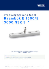 Raambok E 1500/E 3000 NSK S  * Productgegevens tabel NL