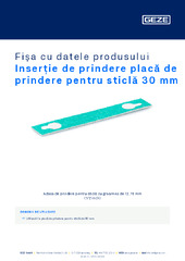 Inserție de prindere placă de prindere pentru sticlă 30 mm Fișa cu datele produsului RO