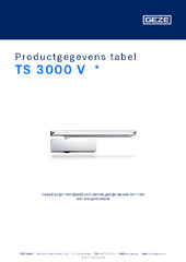 TS 3000 V  * Productgegevens tabel NL