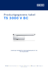 TS 3000 V BC Productgegevens tabel NL
