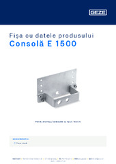 Consolă E 1500 Fișa cu datele produsului RO