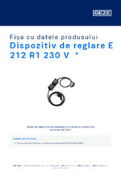 Dispozitiv de reglare E 212 R1 230 V Fișa cu datele produsului RO