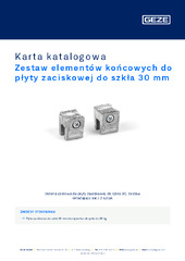 Zestaw elementów końcowych do płyty zaciskowej do szkła 30 mm Karta katalogowa PL