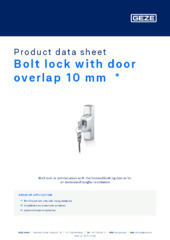 Bolt lock with door overlap 10 mm  * Product data sheet EN
