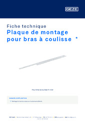 Plaque de montage pour bras à coulisse  * Fiche technique FR