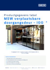 MSW verplaatsbare doorgangsdeur - IGG  * Productgegevens tabel NL