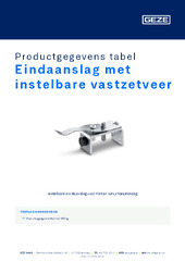 Eindaanslag met instelbare vastzetveer Productgegevens tabel NL