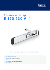 E 170 230 V  * Termék adatlap HU
