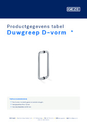 Duwgreep D-vorm  * Productgegevens tabel NL