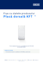 Placă dorsală KFT  * Fișa cu datele produsului RO