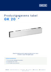 GK 20  * Productgegevens tabel NL