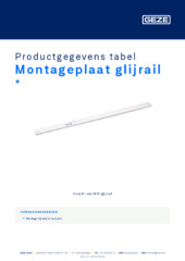 Montageplaat glijrail  * Productgegevens tabel NL