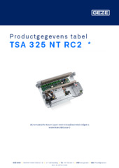 TSA 325 NT RC2  * Productgegevens tabel NL