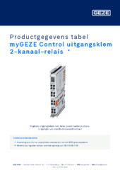 myGEZE Control uitgangsklem 2-kanaal-relais  * Productgegevens tabel NL