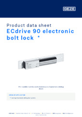 ECdrive 90 electronic bolt lock  * Product data sheet EN