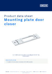 Mounting plate door closer Product data sheet EN