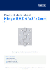 Hinge BHZ 4"x3"x3mm  * Product data sheet EN