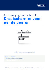 Draaischarnier voor pendeldeuren Productgegevens tabel NL