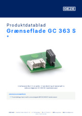 Grænseflade GC 363 S  * Produktdatablad DA