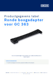 Ronde boogadapter voor GC 363 Productgegevens tabel NL