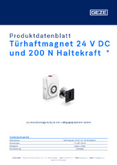 Türhaftmagnet 24 V DC und 200 N Haltekraft  * Produktdatenblatt DE