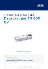 Deurdranger TS 500 NV Productgegevens tabel NL
