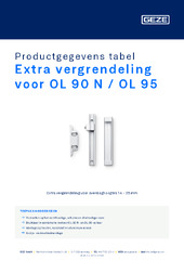 Extra vergrendeling voor OL 90 N / OL 95 Productgegevens tabel NL