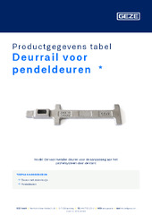 Deurrail voor pendeldeuren  * Productgegevens tabel NL