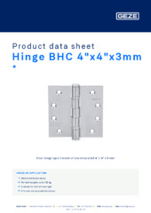 Hinge BHC 4"x4"x3mm  * Product data sheet EN